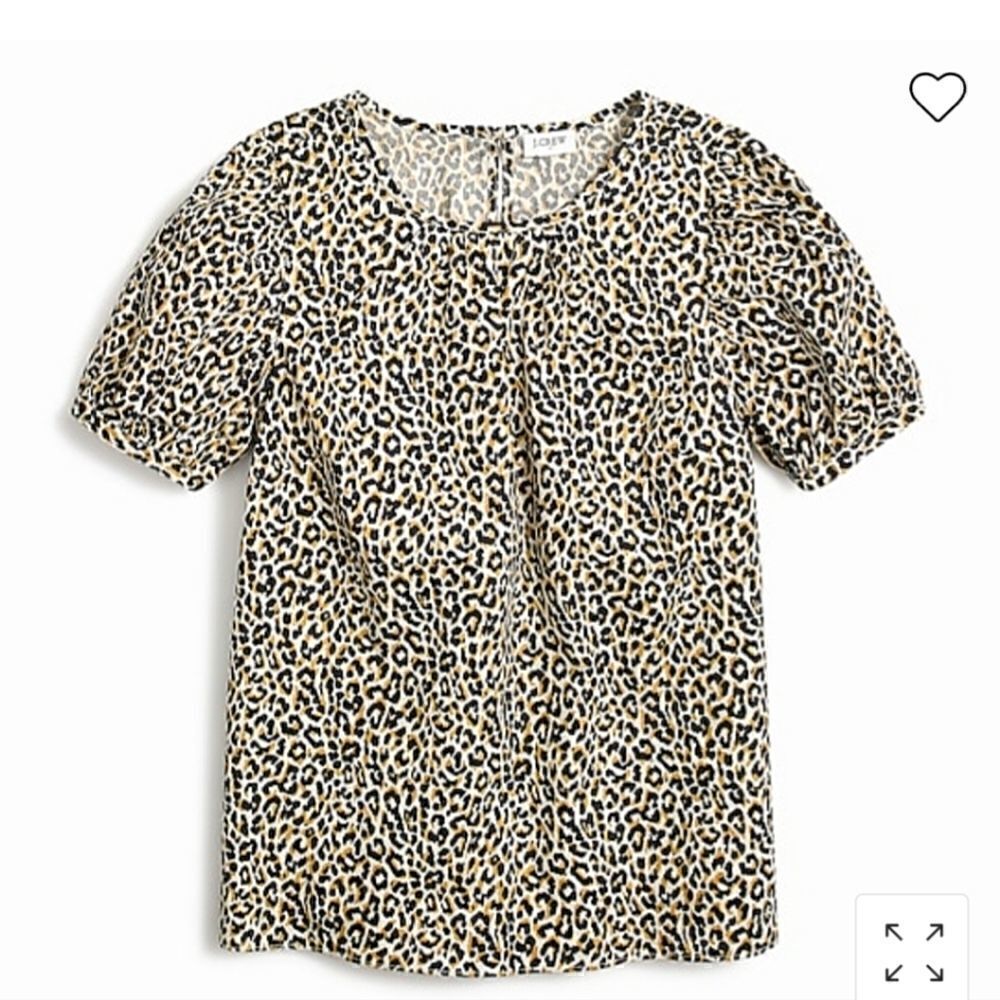 J CREW Puff Sleeve Leopard Top